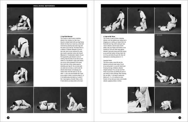 Sample pages from 'The Art of Ground Fighting'; one in a series of remarkable books that provide an in-depth look at the core concepts and techniques shared by a broad range of martial arts styles. Contains basics plus over 195 practical skills including chokes, joint locks, pins, ground kicks, sacrifice techniques, escapes, and counters from seated, reclining, and kneeling positions.