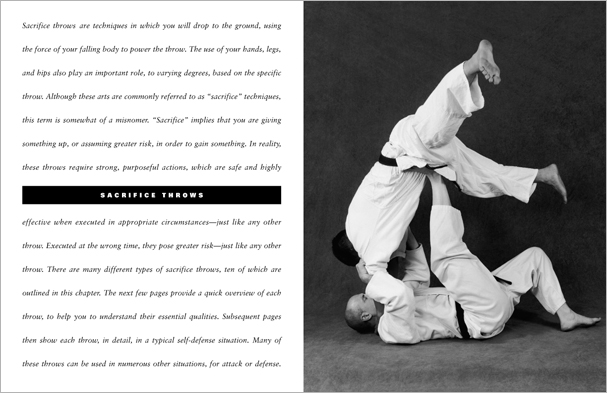 Sample pages from 'The Art of Throwing'; one in a series of remarkable books that provide an in-depth look at the core concepts and techniques shared by a broad range of martial arts styles. Contains over 130 practical throws including shoulder throws, hip throws, leg throws, hand throws, sacrifice throws, kick-counter throws, advanced combinations, and counterthrows.