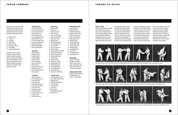 Sample pages from 'The Art of Throwing'; one in a series of remarkable books that provide an in-depth look at the core concepts and techniques shared by a broad range of martial arts styles. Contains over 130 practical throws including shoulder throws, hip throws, leg throws, hand throws, sacrifice throws, kick-counter throws, advanced combinations, and counterthrows.