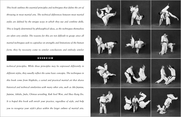 Sample pages from 'The Art of Throwing'; one in a series of remarkable books that provide an in-depth look at the core concepts and techniques shared by a broad range of martial arts styles. Contains over 130 practical throws including shoulder throws, hip throws, leg throws, hand throws, sacrifice throws, kick-counter throws, advanced combinations, and counterthrows.