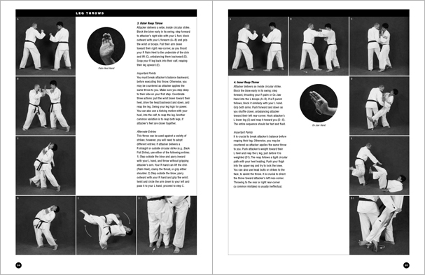 Sample pages from 'The Art of Throwing'; one in a series of remarkable books that provide an in-depth look at the core concepts and techniques shared by a broad range of martial arts styles. Contains over 130 practical throws including shoulder throws, hip throws, leg throws, hand throws, sacrifice throws, kick-counter throws, advanced combinations, and counterthrows.