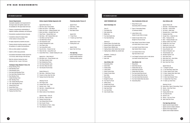 Sample pages from Hapkido Manuals by Marc Tedeschi, an invaluable series of concise affordable study-guides summarizing all Hapkido belt ranks, from novice to master-level.